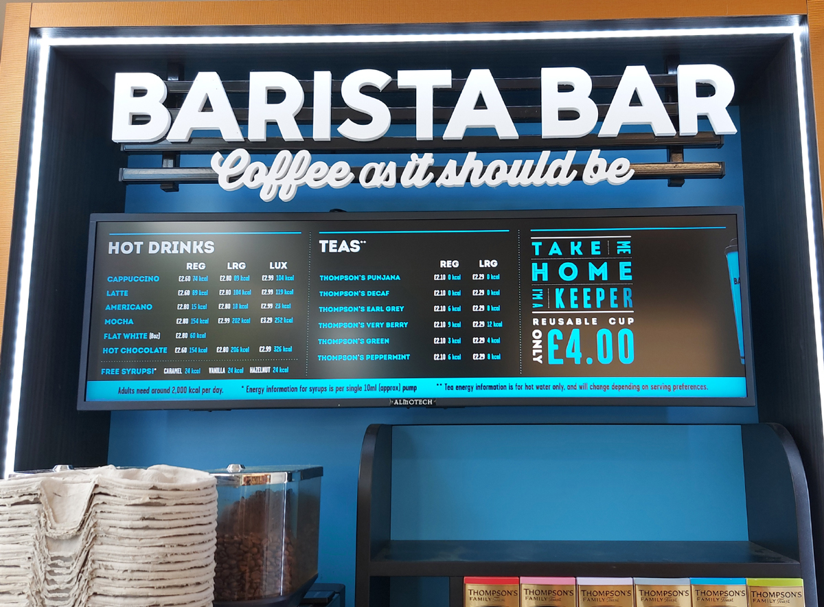 barista digital menu board signage