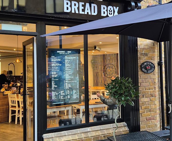 shop window digital signage for a bakery